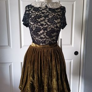 Rebecca Taylor Olive Green Short Velour Puff Skirt Size 2